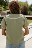 Sage + Lace Button Blouse