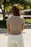 Mocha Stripe Short Sleeve Cardi
