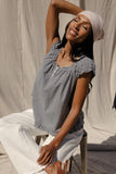 Midnight Gingham Ruffle Blouse