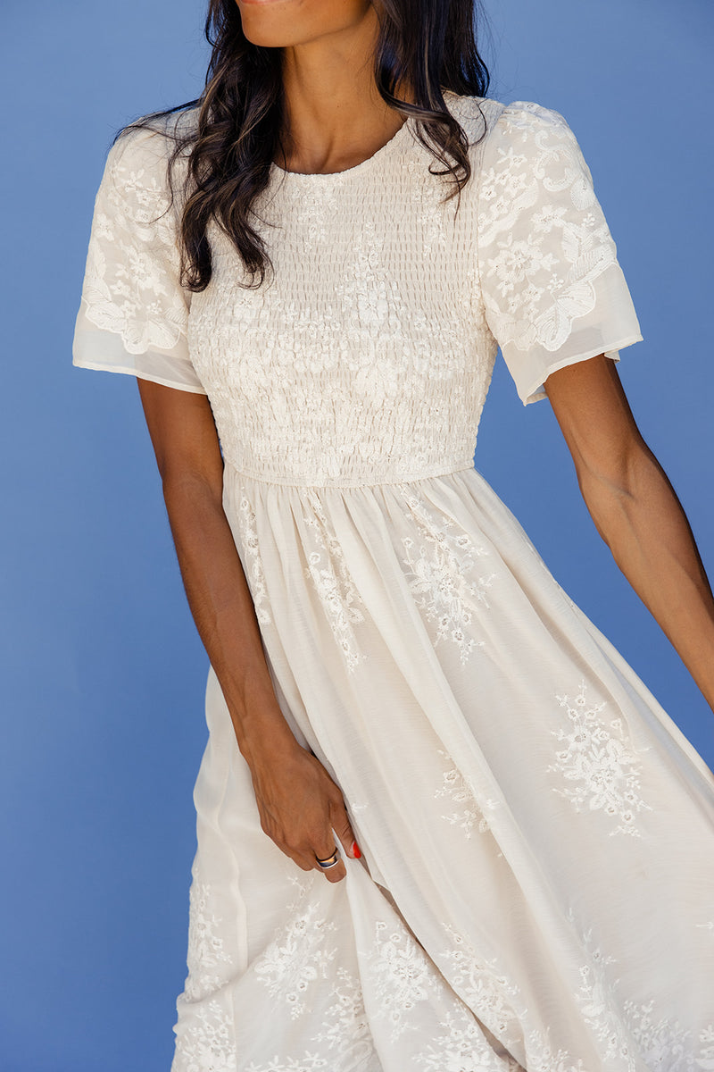 Juliette Smocked Lace Dress – ROOLEE