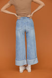 Easy Day Wide Leg Cuffed Jeans