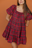 Sugarplum Plaid Mini Dress