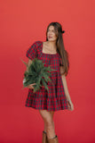Sugarplum Plaid Mini Dress