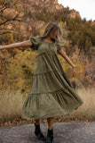 Audie Gingham Tiered Maxi