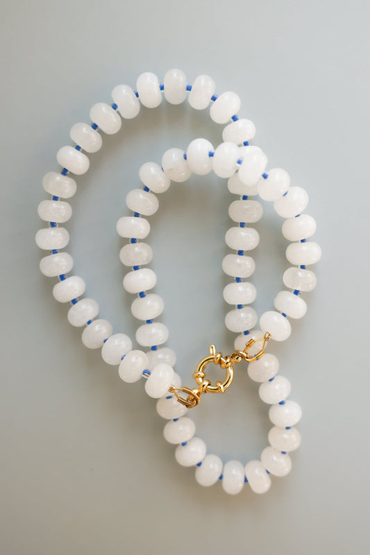 White Jade + Blue Necklace