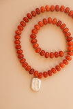 Orange Necklace + Pearl