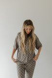 Short Sleeve Women's Bamboo Pajama | Faded Checkerboard