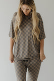 Short Sleeve Women's Bamboo Pajama | Faded Checkerboard