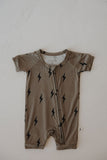 Shortie Bamboo Zip | Brown & Black Lightning Bolt