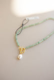 Green Aventurine Necklace + Pearl Pendant