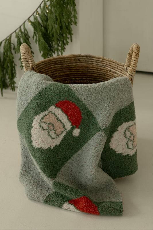 Plush Blanket | Santa Checkerboard