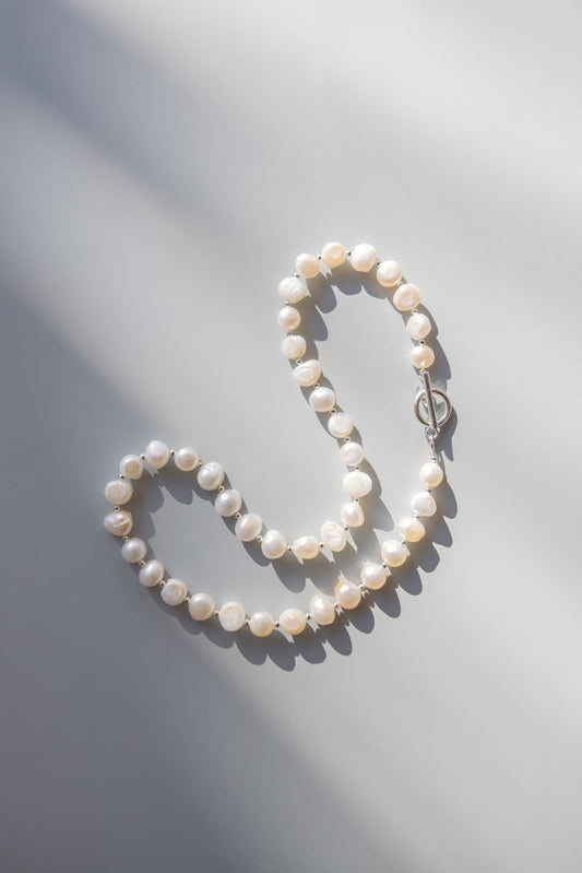 Large Pearl + Gold Necklace