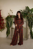 Women's Bamboo Button Up Lounge Set | Christmas Plaid