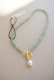 Green Aventurine Necklace + Pearl Pendant