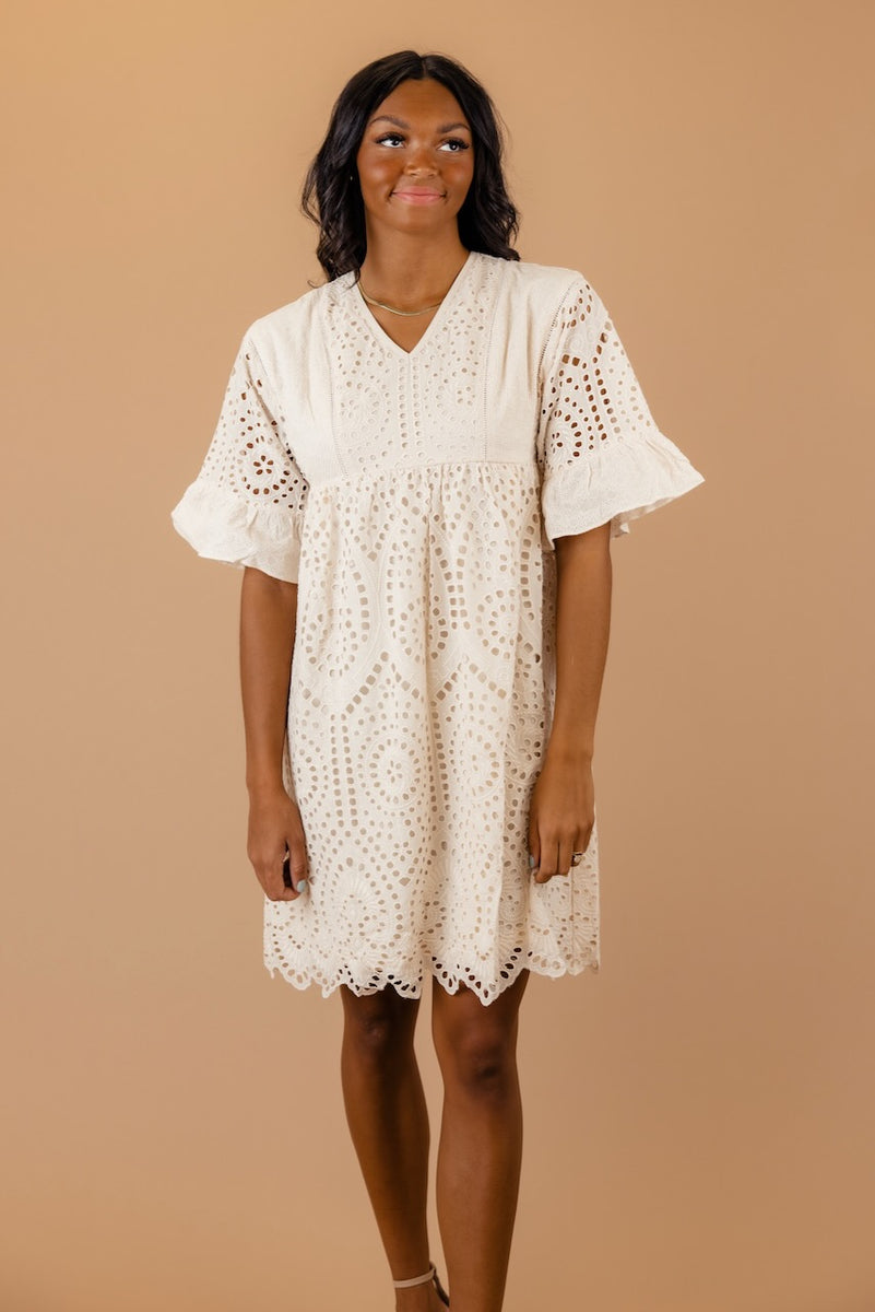 ロザリームーン Eyelet LaceBalloonSleeve Dress - ワンピース