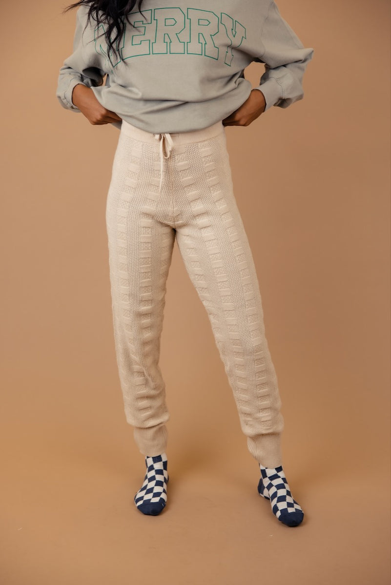 Cream cheap ribbed joggers