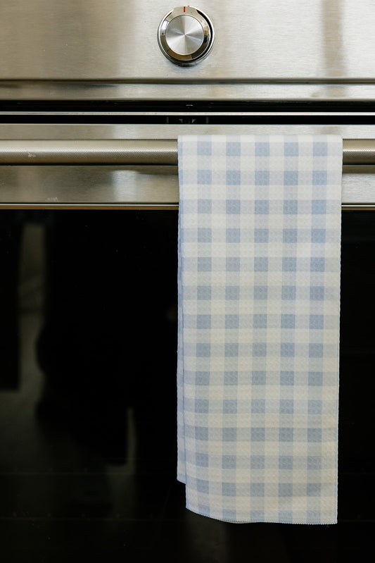 Geometry Blue Gingham Luxe Hand Towel