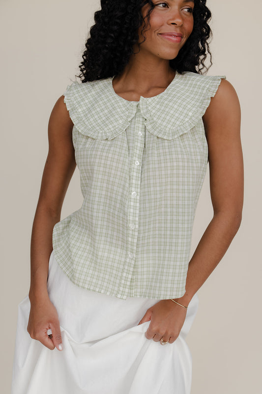 Gingham Charm Collared Tank