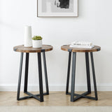 2 Piece Metal Wrap Faux Rustic Side Table