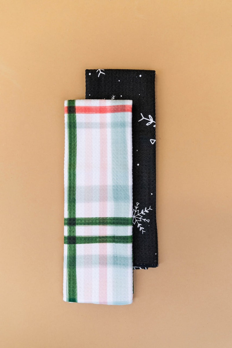 Peppermint Plaid Kitchen Bar Towel Holiday Decor ROOLEE