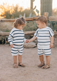 Sage + Navy Stripe Knit Short Set