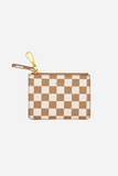 The Wallet Pouch - Tan/White Check