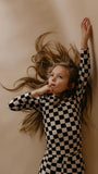 Children's Bamboo Two Piece Pajamas | Black Checkered