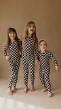 Children's Bamboo Two Piece Pajamas | Black Checkered