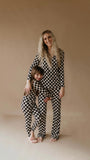 Children's Bamboo Two Piece Pajamas | Black Checkered