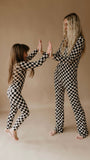 Children's Bamboo Two Piece Pajamas | Black Checkered