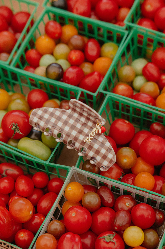 KAXI Brown Gingham Tomato Charm Claw