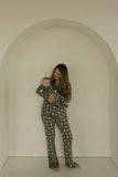 Bamboo Zip Pajamas | Santa Checkerboard