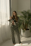 Bamboo Zip Pajamas | Santa Checkerboard