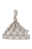 Taupe Checkered Bamboo Newborn Knot Hat
