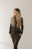 Women's Bamboo Pajamas | Charcoal & White FF Smile
