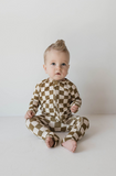 Bamboo Zip Pajamas | Olive checker