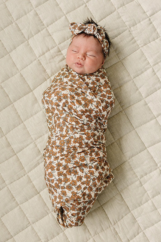 Cream Magnolia Bamboo Stretch Swaddle