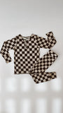 Children's Bamboo Two Piece Pajamas | Black Checkered