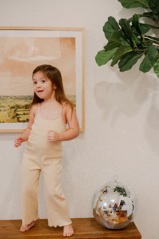 Eloise Ribbed Jumpsuit in Cream