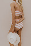 Pink Striped Bikini Top | ROOLEE