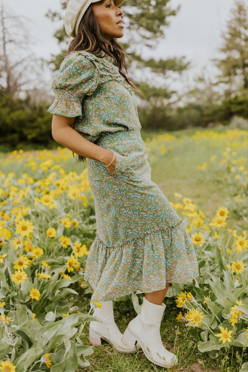 SALT Cressida Floral Ruffle Skirt