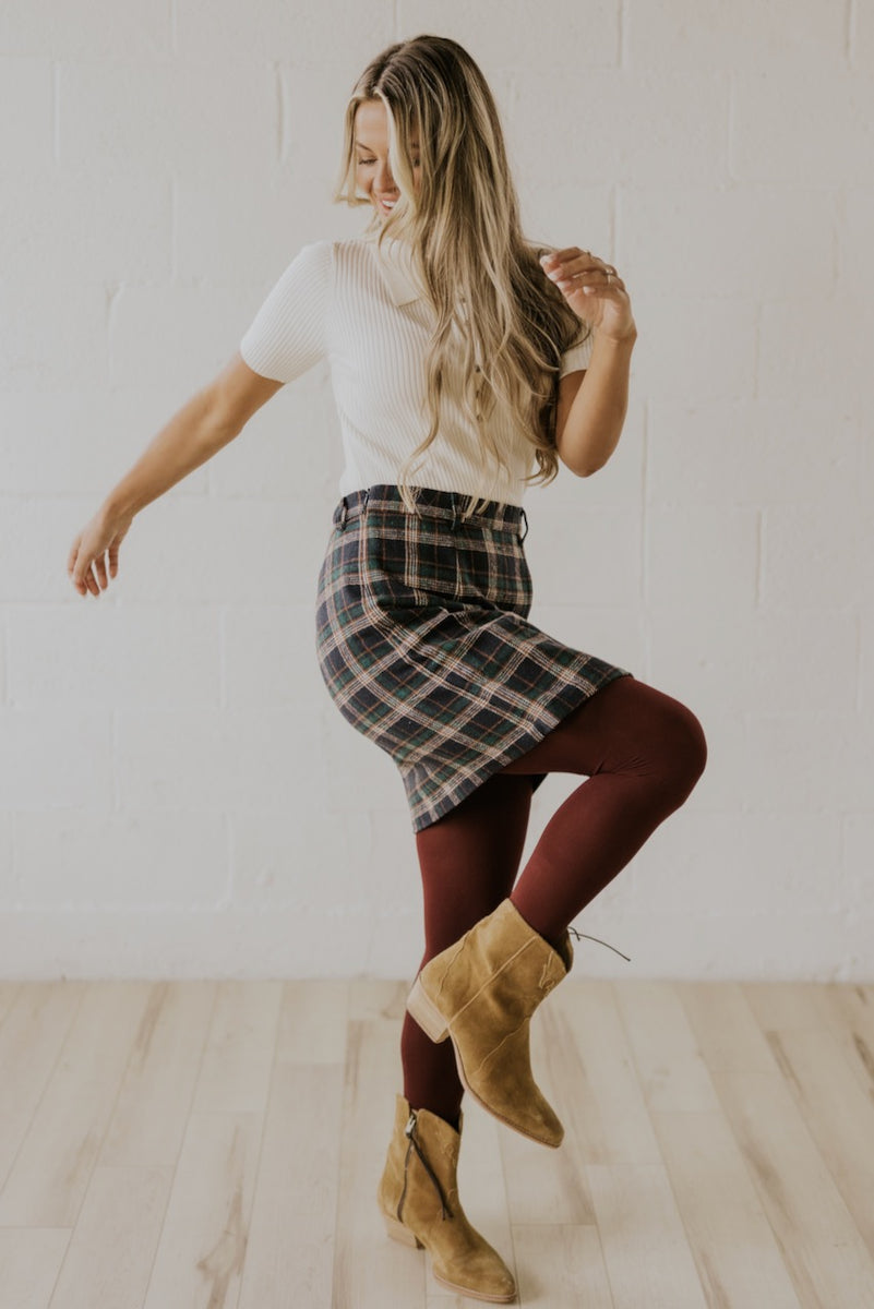 Faux Wrap Plaid Skirt - Women's Mini Skirts | ROOLEE