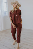 Maroon Wide Leg Pants | ROOLEE