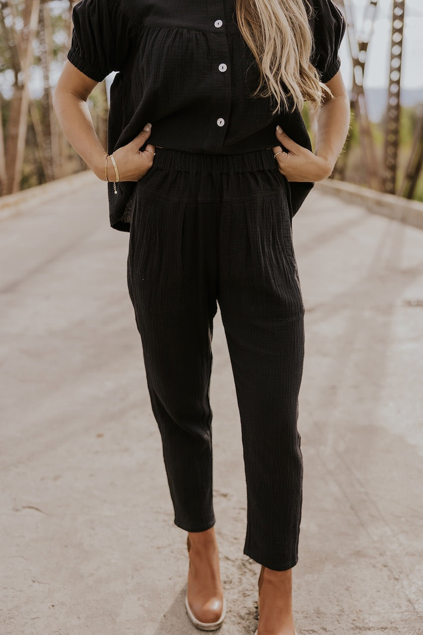 Women's Black Cotton Bottoms | ROOLEE