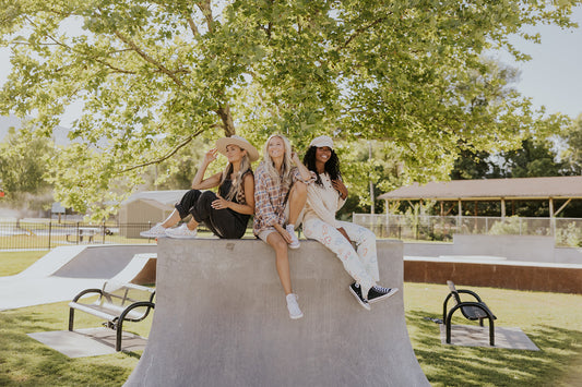 Models wearing back-to-school items