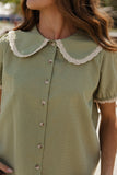 Sage + Lace Button Blouse