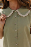 Sage + Lace Button Blouse