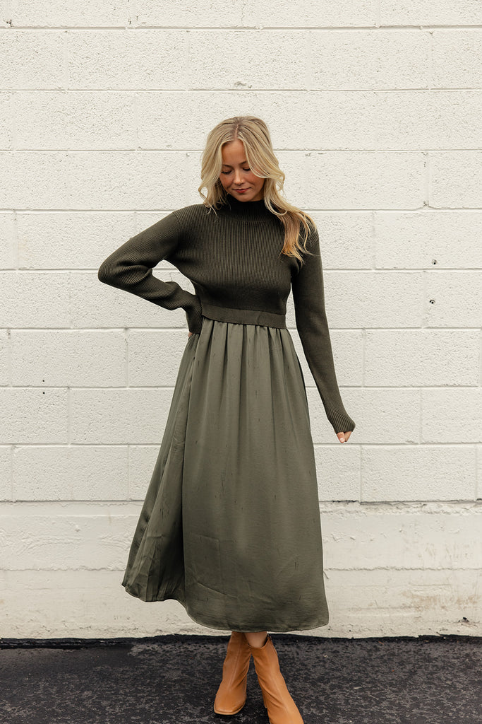 Restless Hearts Satin Sweater Dress