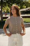 Mocha Stripe Short Sleeve Cardi