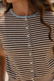 Mocha Stripe Short Sleeve Cardi